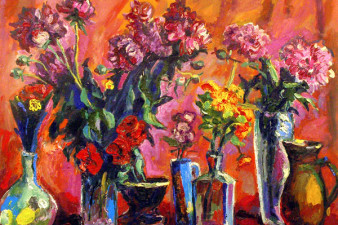 Цветы в семи вазах. 2006. Холст, масло. 100х120